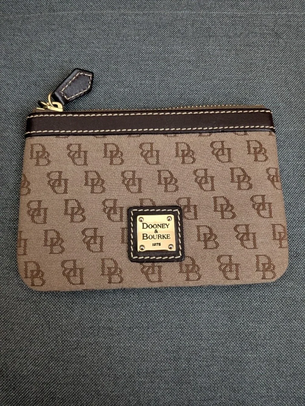 Dooney & Bourke Brown Monogram Zip Wallet